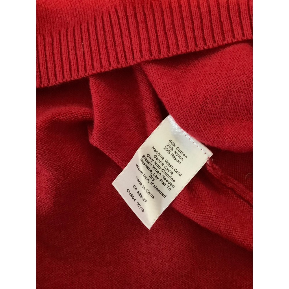 Talbots Petite Red V-Neck Sweater Button Side Detail Cotton Blend Size MP - Picture 4 of 13
